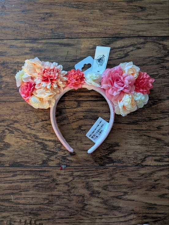Disney Accessories - Disney‎ Parks Pink and Cream Floral Minnie Mouse Ear Headband